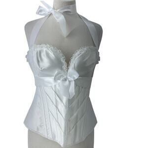 Alivila Y White Bow Renaissance Coquette Bustier Corset Top XXL Preowned Women's
